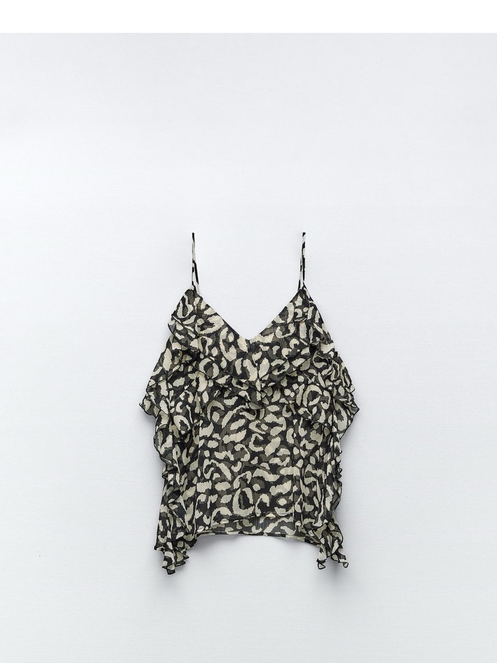 ZARA RUFFLED ANIMAL PRINT TOP
